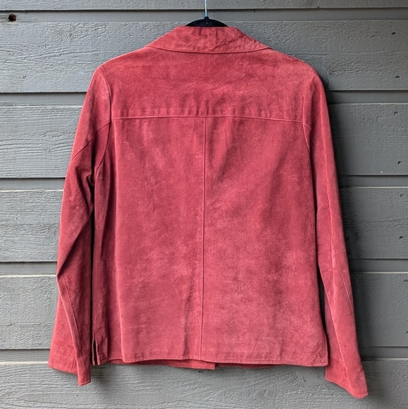 VTG 90s The Territory Ahead Brick Red Nubuck Leather Jacket Size Small - Picture 4 of 10